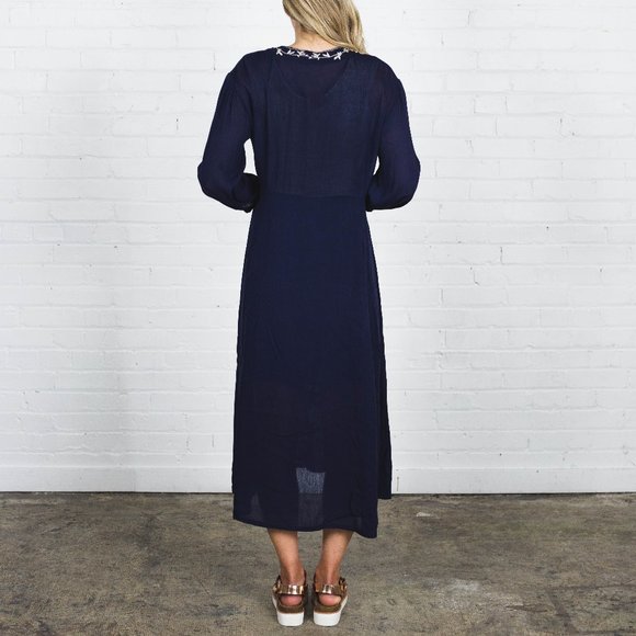 Bohemian Embroidery Dress in Navy - Picture 2 of 2